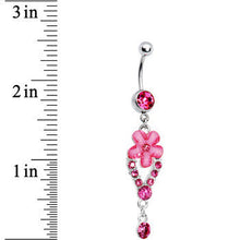 Load image into Gallery viewer, Pink Gem Springtime Flower Belly Ring
