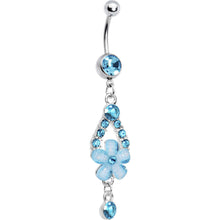 Load image into Gallery viewer, Aqua Gem Springtime Flower Belly Ring
