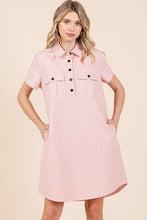 Load image into Gallery viewer, New Button Detail Collared Neck Short Sleeve Shirt Dress For Women – Chic, Trendy, Casual, Unique, Versatile &amp; Classic Elegance
