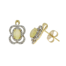 Load image into Gallery viewer, .17ct Opal Diamond Earrings 14KT Yellow Gold
