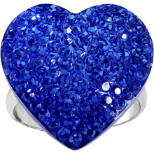 Load image into Gallery viewer, Blue Sparkler Heart Adjustable Ring
