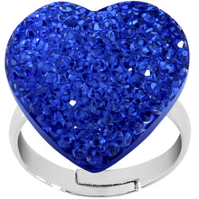 Load image into Gallery viewer, Blue Sparkler Heart Adjustable Ring
