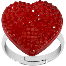 Load image into Gallery viewer, Red Sparkler Heart Adjustable Ring
