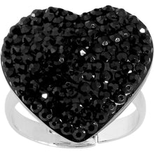Load image into Gallery viewer, Black Sparkler Heart Adjustable Ring

