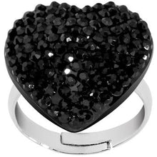 Load image into Gallery viewer, Black Sparkler Heart Adjustable Ring
