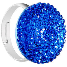 Load image into Gallery viewer, Blue Sparkler Round Adjustable Ring
