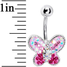 Load image into Gallery viewer, Pink Crystal Bedazzle Butterfly Belly Ring
