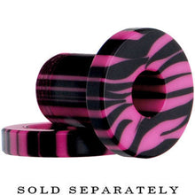 Load image into Gallery viewer, 2G Pink and Black Zebra Striped Acrylic Threaded Tunnel
