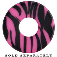 Load image into Gallery viewer, 2G Pink and Black Zebra Striped Acrylic Threaded Tunnel
