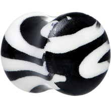 Load image into Gallery viewer, Zebra Print Glow in the Dark Saddle Plug 2G to 1 Inch
