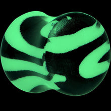 Load image into Gallery viewer, Zebra Print Glow in the Dark Saddle Plug 2G to 1 Inch
