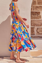 Load image into Gallery viewer, Multicolored Floral Tie-Shoulder Smocked Maxi Dress Elegant &amp; Flowy Summer Style Dress
