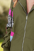 Load image into Gallery viewer, Colorful Women's Leopard Print Zip-Up Hooded Jacket Trendy Long Sleeve Outerwear with Pockets
