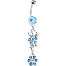 Load image into Gallery viewer, Aqua Gem Blooming Beauty Dangle Belly Ring
