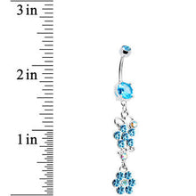 Load image into Gallery viewer, Aqua Gem Blooming Beauty Dangle Belly Ring

