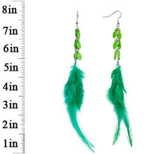 Load image into Gallery viewer, Green Leaf Goddess Feather Earrings
