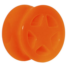 Load image into Gallery viewer, Acrylic Neon Orange Star Tunnel Plug 2G to 20mm
