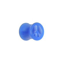 Load image into Gallery viewer, Acrylic Neon Blue Peace Sign Tunnel Plug 2G to 20mm
