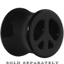 Load image into Gallery viewer, Acrylic Black Peace Sign Tunnel Plug 2G to 20mm
