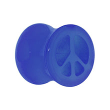 Load image into Gallery viewer, Acrylic Neon Blue Peace Sign Tunnel Plug 2G to 20mm
