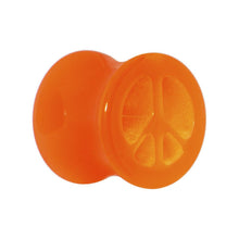 Load image into Gallery viewer, Acrylic Neon Orange Peace Sign Tunnel Plug 2G to 20mm
