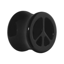 Load image into Gallery viewer, Acrylic Black Peace Sign Tunnel Plug 2G to 20mm
