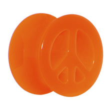 Load image into Gallery viewer, Acrylic Neon Orange Peace Sign Tunnel Plug 2G to 20mm
