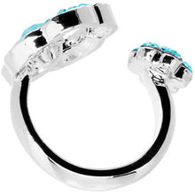 Load image into Gallery viewer, Aqua Jeweled Flower Adjustable Ring
