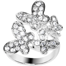 Load image into Gallery viewer, Clear Jeweled Cluster Butterfly Adjustable Ring
