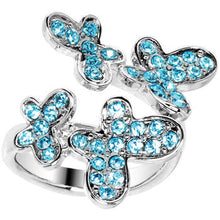 Load image into Gallery viewer, Aqua Jeweled Cluster Butterfly Adjustable Ring
