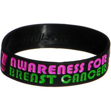 Load image into Gallery viewer, Black Pink Boobies Rule Awareness for Breast Cancer Bracelet

