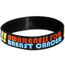 Load image into Gallery viewer, Black Yellow Boobies Rule Awareness for Breast Cancer Bracelet
