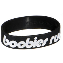 Load image into Gallery viewer, Black White Boobies Rule Awareness for Breast Cancer Bracelet
