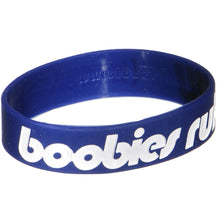 Load image into Gallery viewer, Navy Blue White Boobies Rule Awareness for Breast Cancer Bracelet

