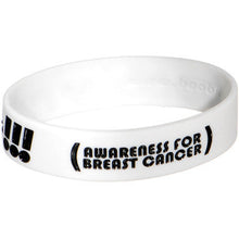 Load image into Gallery viewer, White Black Boobies Rule Awareness for Breast Cancer Bracelet
