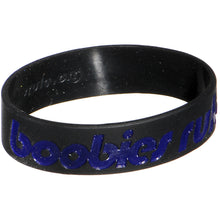 Load image into Gallery viewer, Black Blue Boobies Rule Awareness for Breast Cancer Bracelet
