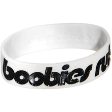 Load image into Gallery viewer, Black White Green Boobies Rule Awareness for Breast Cancer Bracelet

