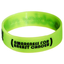 Load image into Gallery viewer, Lime Green Black Boobies Rule Awareness for Breast Cancer Bracelet
