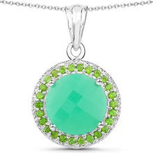 Load image into Gallery viewer, 5.32 Carat Genuine Crysopharse and Chrome Diopside .925 Sterling Silver Pendant
