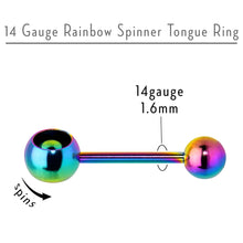 Load image into Gallery viewer, Rainbow Titanium Orbital Barbell Tongue Ring

