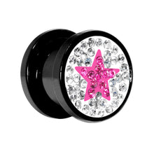 Load image into Gallery viewer, 00G Pink Star Ferido Crystal Acrylic Screw Fit Tunnel
