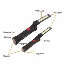 Load image into Gallery viewer, 360° Rotation Inspection Lamp LED + COB Flexible Cordless Rechargeable Work Light

