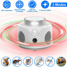 Load image into Gallery viewer, 360° Ultrasonic Mice Repellent Indoor with 3 Modes 9 Strobe Lights
