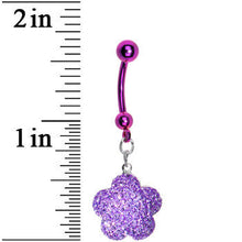Load image into Gallery viewer, Purple Sparkler Flower Dangle Belly Ring
