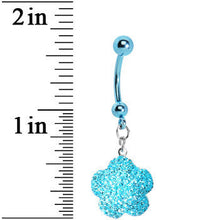 Load image into Gallery viewer, Aqua Sparkler Flower Dangle Belly Ring

