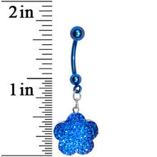 Load image into Gallery viewer, Sapphire Blue Flower Dangle Belly Ring
