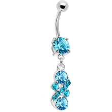 Load image into Gallery viewer, Aqua CZ Glamorous Drop Belly Ring
