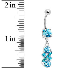 Load image into Gallery viewer, Aqua CZ Glamorous Drop Belly Ring
