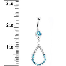 Load image into Gallery viewer, Clear Aqua Jeweled Teardrop Belly Ring
