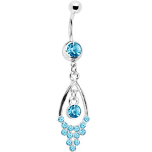 Load image into Gallery viewer, Aqua Gem Bold Glam Chandelier Belly Ring
